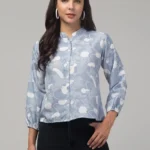 Casual Printed Women Light Blue Top