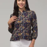 Casual Printed Women Navy Blue Top
