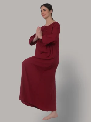 Osho Maroon Pintec Meditation Gown - Image 6